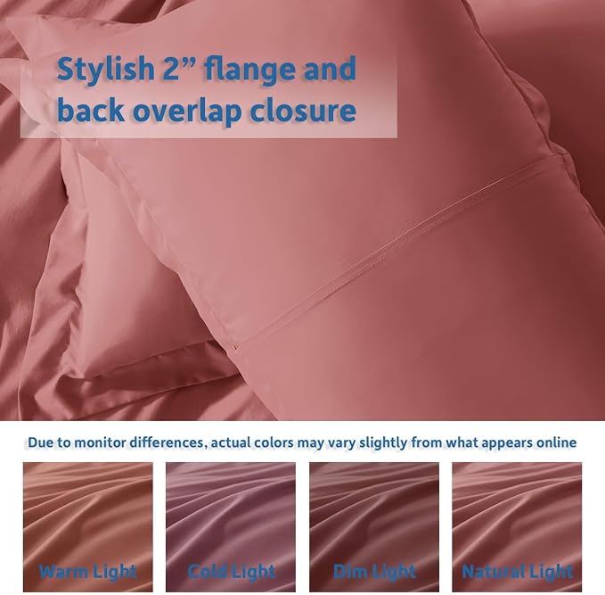 Nestl Pink Clay Duvet Cover King Size - Soft Double Brushed King Duvet Cover Set, 3 Piece, with Button Closure, 1 Duvet Cover 104x90 inches and 2 Pillow Shams