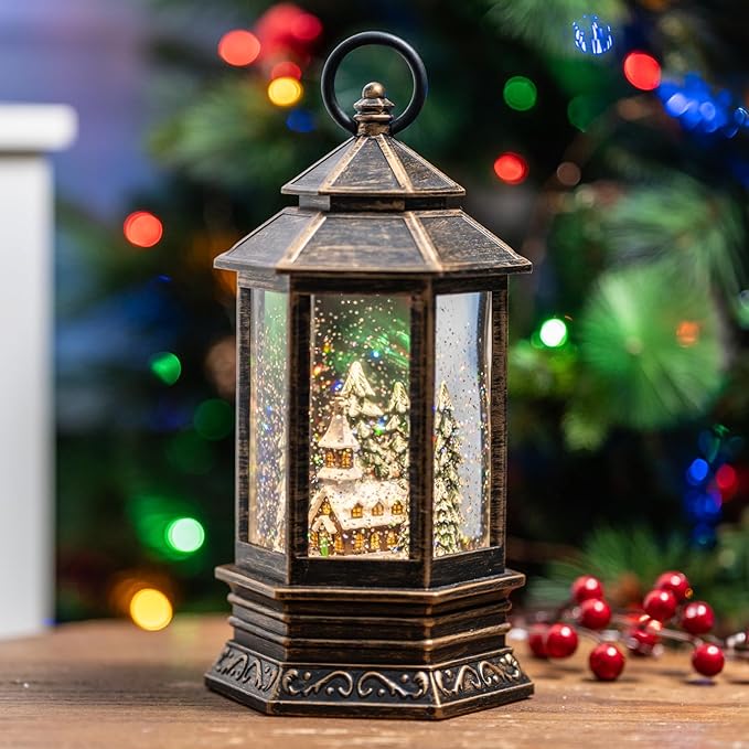 Christmas Snow Globes Church Nativity Water Lantern,Silent Night Music, Holiday Decorations Gifts for Family Children or Friends