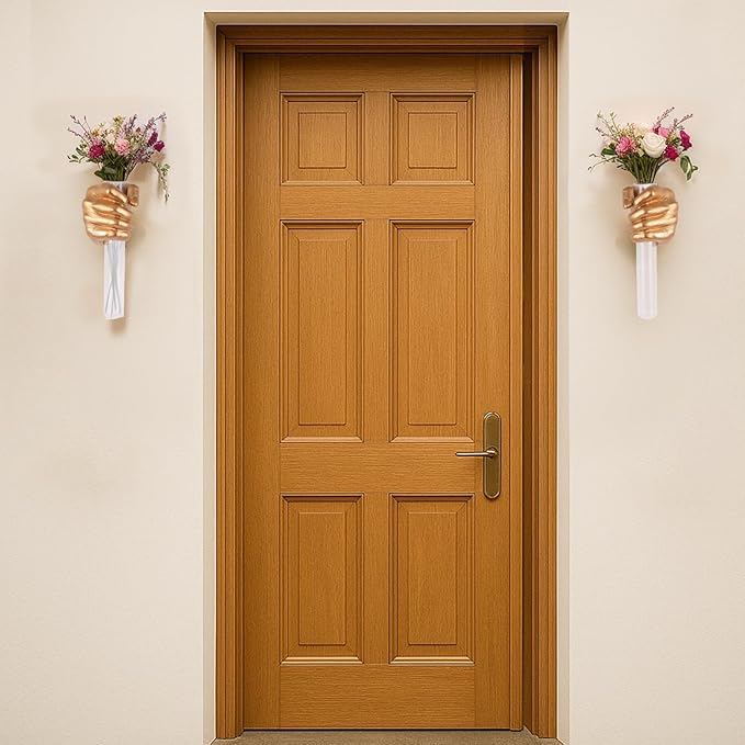 2 Pieces Wall Sculptures, Hands Vase Home Decor, Wall Mount Art Sculpture, Unique Wall Art Statue, Funky Flower Vase Decorations, Modern Eclectic Hanging Decor,Hands Statue (Gold)