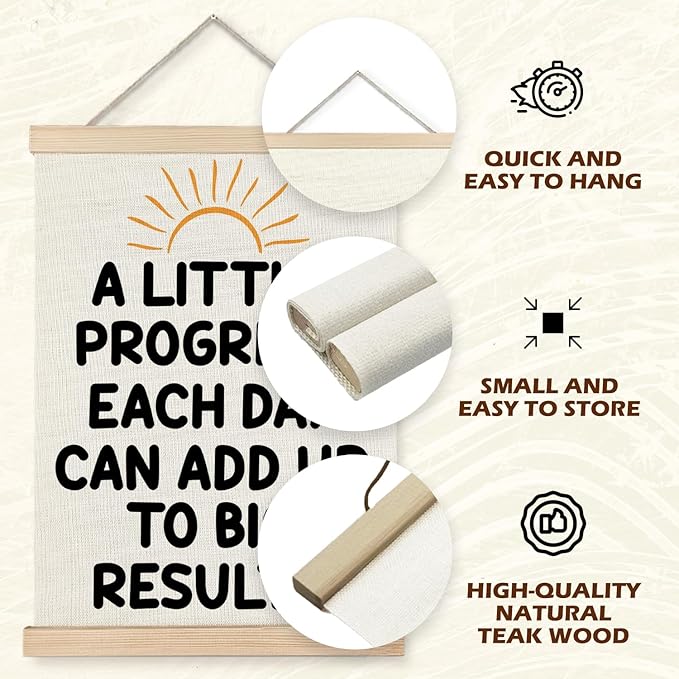 Supwhd Sunset Positive Affirmations Wall Decor, Inspirational Add Up to Big Results Office Wall Art, Motivational Quotes Wall Art for Office Classroom Home, 12x16