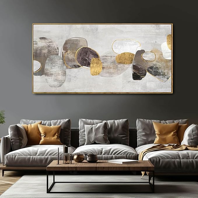 SDYA Gray Abstract Wall Art Decor 30x60 Inch Large Gold Wall Art Modern Artwork for Living Room Bedroom Office Wall Accents