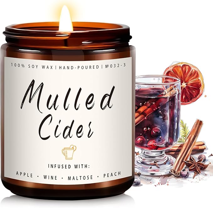 Mulled Cider Candle - Holiday Scented Candle for Home - Winter Christmas Gifts