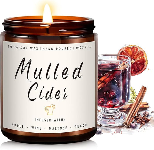 Mulled Cider Candle - Holiday Scented Candle for Home - Winter Christmas Gifts