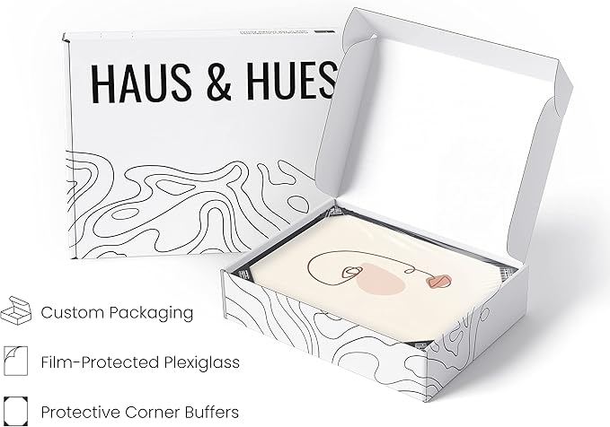 HAUS AND HUES Female Figure Wall Art Line Drawing - Single Line Drawing Wall Art, Woman Art Print Line Art Wall Decor Minimalist Wall Decor, Silhouette Lipstick (Black Framed, 12x16)