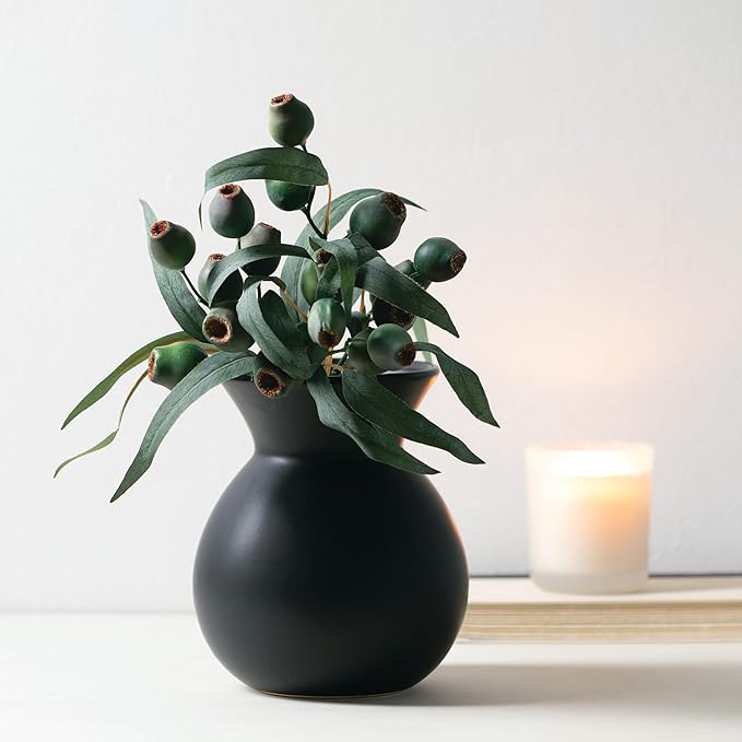 Sullivans Ceramic Black Matte Vase, Modern Home Decor, 8.25 inches, Kitchen, Living Room, Office Decor, Versatile Indoor Decoration