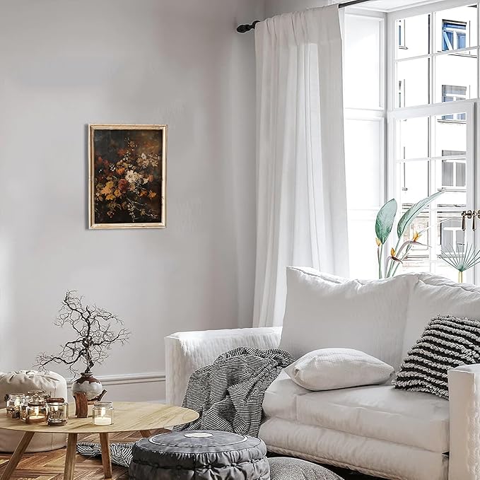 uniro Vintage Floral Wall Art Print, Moody Dark Autumn Flower Wall Painting, Retro Botonical Fall Wall Decor, Vintage Posters for Room Aesthetic for Bedroom Living Room Bathroom Wall Decor(8" x 10"-UNFRAMED)