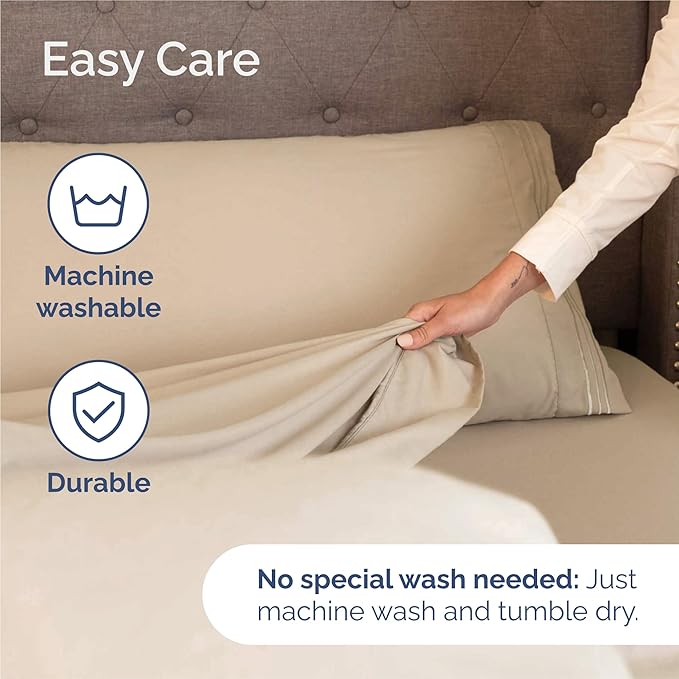 Split King Size 5 Piece Sheet Set - Comfy Breathable & Cooling Bed Sheets Set - Hotel Luxury Bedding for Women, Men, Kids, Teens, Boys & Girls - Deep Pockets, Soft and Wrinkle Free - Oeko-Tex - Cream