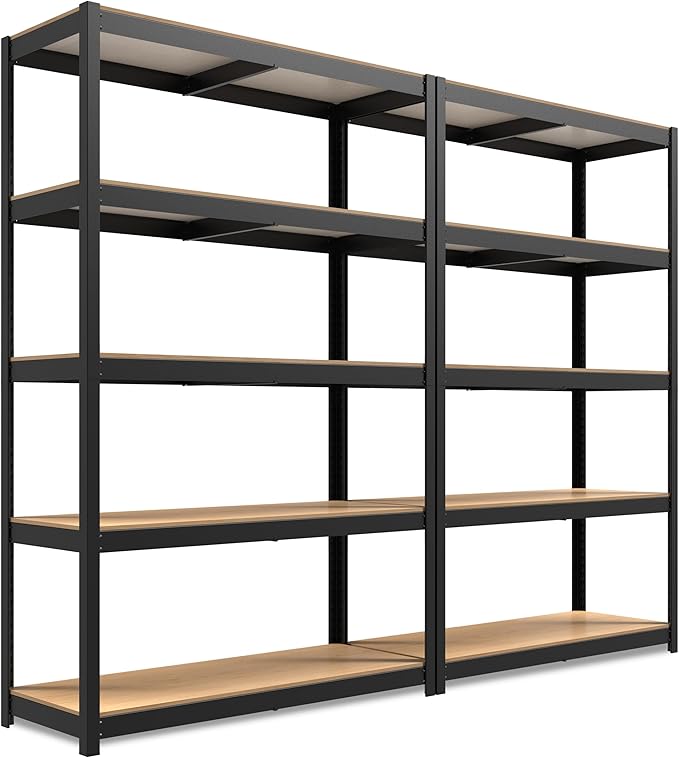 HOMEDANT House 48" Wide Boltless Heavy Duty Garage Storage Shelving Adjustable 5-Tier Metal Shelves Laminated Organization Shelf Industrial Utility Rack for Pantry Warehouse Office Store 2Pack