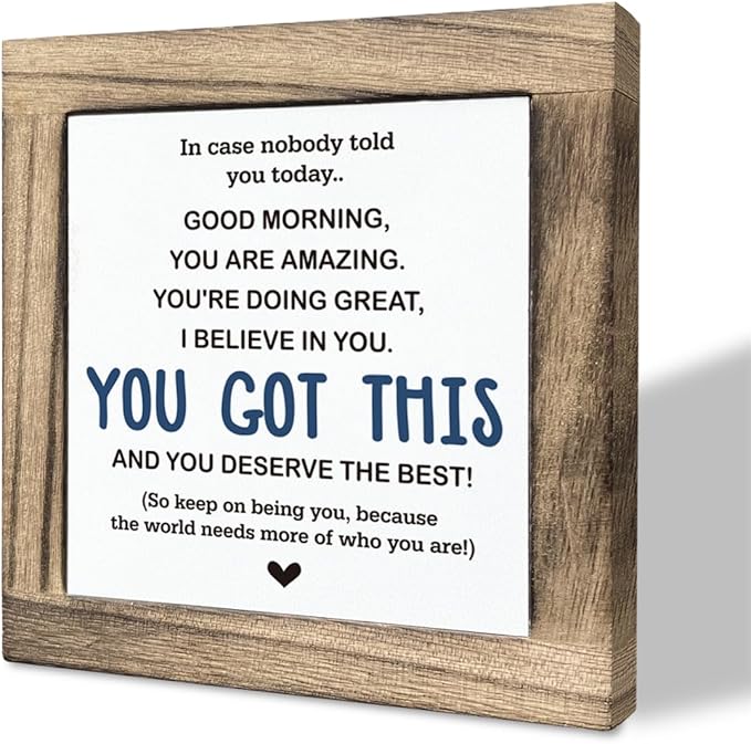 Inspirational Sign, Box Wood Plaques Desk Décor, Decorative Sign Table Decor, Affirmation Wood Plaque, Office Gift, Gift for Coworker Friends Family Kids, You Got This and Deserve the Best Sign