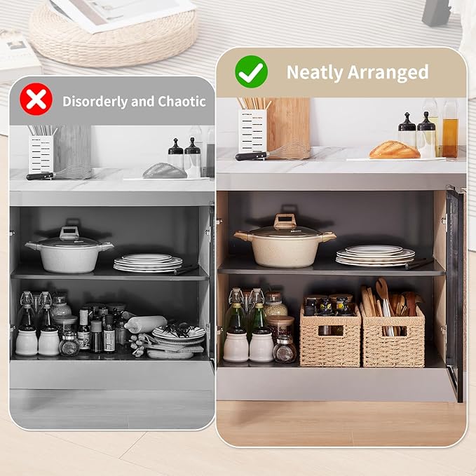 OIAHOMY Wicker Baskets, Paper Rope Storage Baskets for Organizing with Built-in Handles, 2 Packs-Yellow