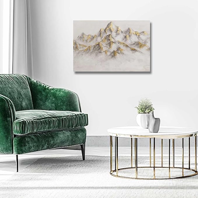 Nature Poster Prints Gold Art for Walls Mountain Picture Canvas 12"x16" Neutral Hanging Wall Art for Bedroom Office Kitchen