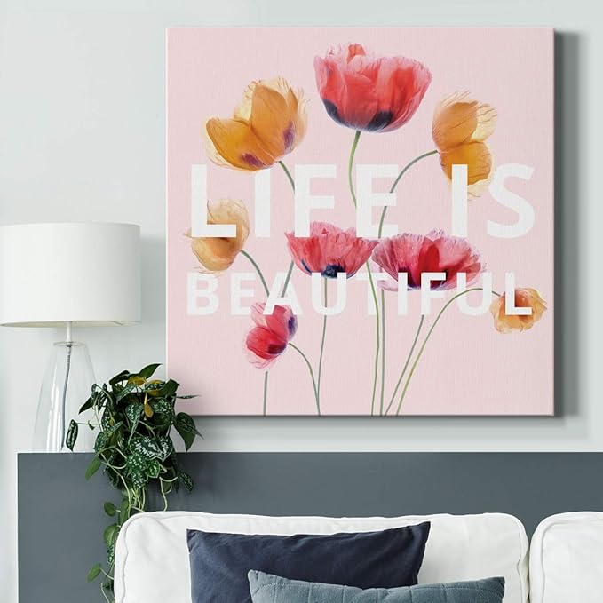 Wexford Home Square Premium Gallery Wrapped Canvas Flower Multicolor Wall Art Abstract Floral Romance Modern Pictures Print for Home Office, Ready to Hang