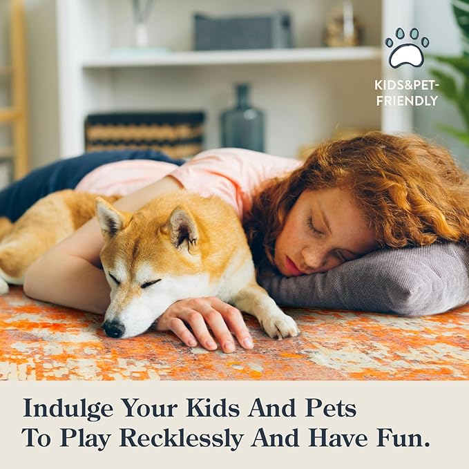 Lahome Modern Abstract Small 2x3 Rug - Washable Kitchen Rugs Non Slip Front Indoor Mat for Entry Bathroom, Contemporary Soft Throw Carpet for Entryway Bedside, Orange/Yellow