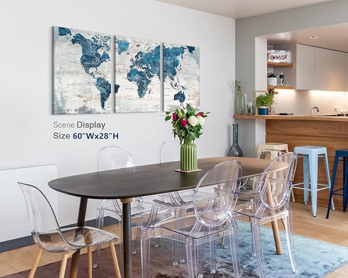 Canvas Wall Art Bedroom Wall Decor Blue Pictures for Living Room Office Artwork for Walls 60" W x 28" H Framed Positive Art Farmhouse Decor