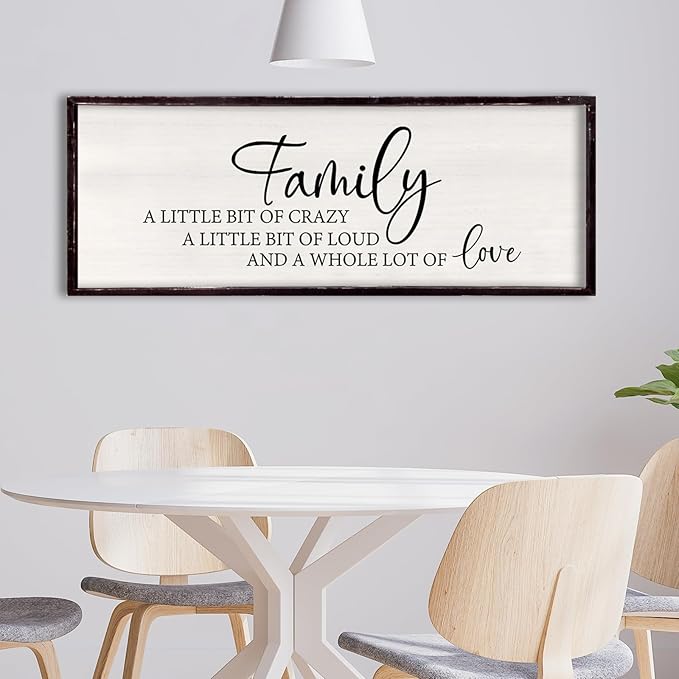 Foutcheou Family A Little Bit Of Crazy Wall Decor Sign 32"×12" Large Family Signs for Living Room Hanging Wall Art (Black)