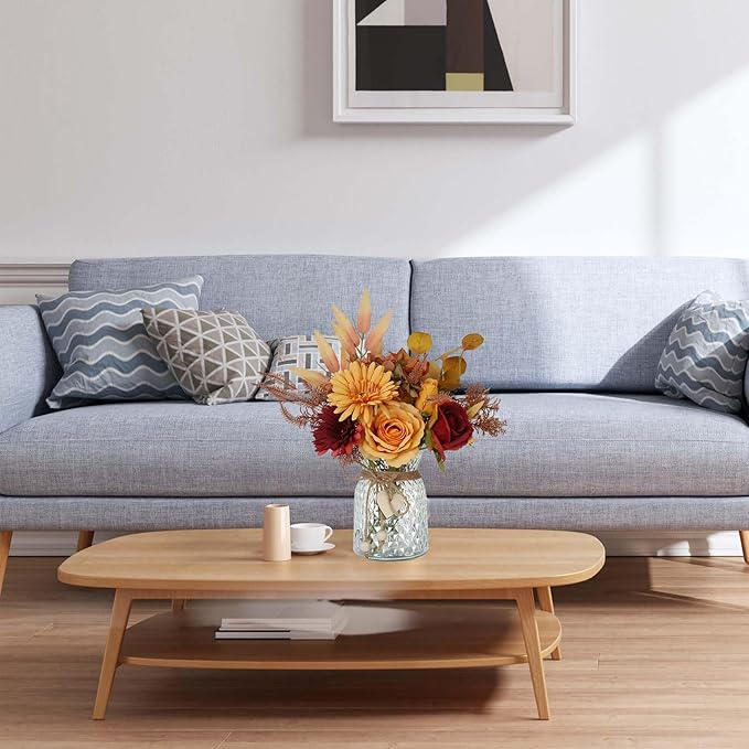 Leftover Fake Fall Flowers in Vase,Fall Flower Arrangements,Fall Floral Arrangement,Fall Table Decor,Fall Centerpieces for Tables,Fall Kitchen Decor,Fall Coffee Table Decor