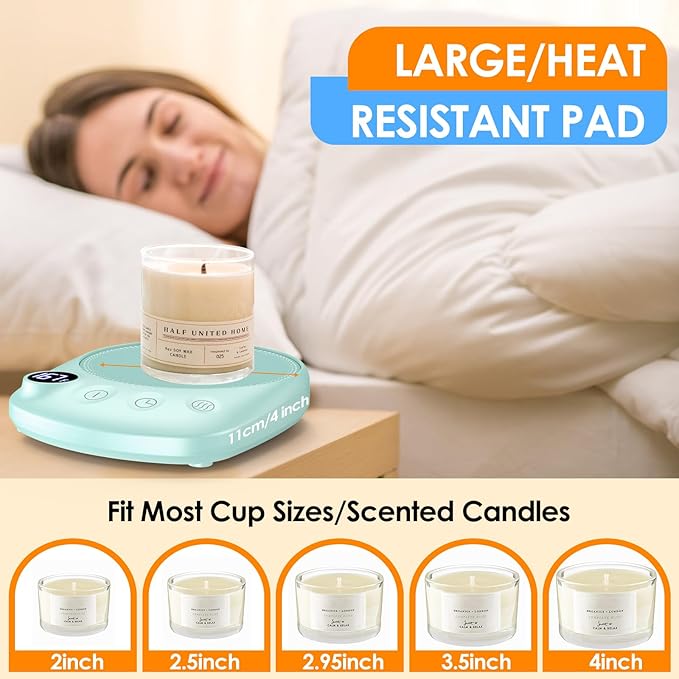 Coffee Mug Warmer - Fastest Heating & Highest Temperature, Coffee Cup Warmer for Desk Auto Shut Off, 4 Temp Settings & 1-12H Timer, Smart Electric Beverage Warmer for Coffee, Tea (Green)