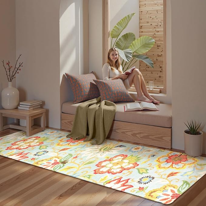 Lahome Floral Black Rug Runner - Runner Rug for Hallway 2x8 Non-Slip Stain Resistant Washable Runner Rugs for Kitchen Floor, Paisley Print Accent Ultra-Thin Carpet Runners for Bedroom Foyer Entryway