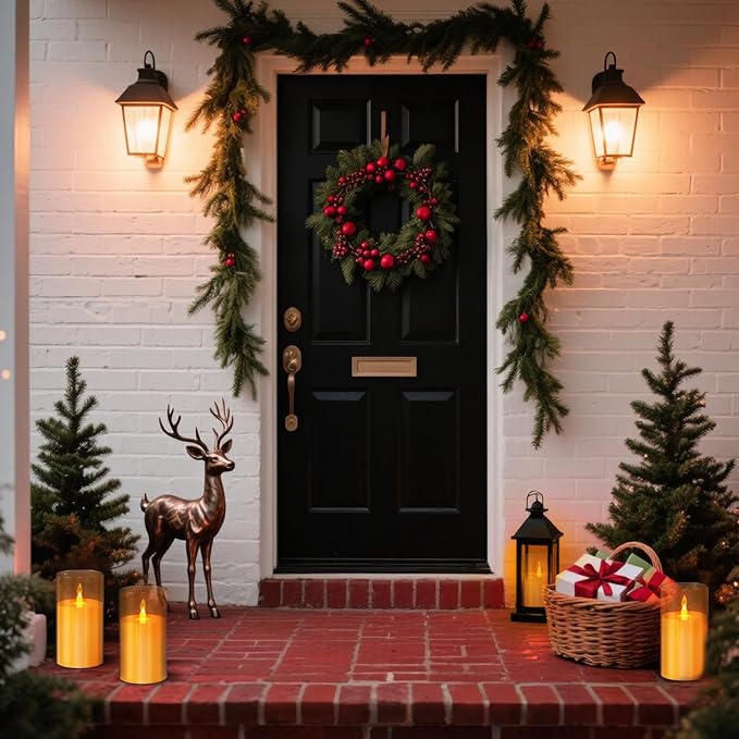 Amber Flameless Candles with Remote and Timer, 2 Pcs(D3 xH6) Flickering Battery Operated Acrylic LED Pillar Candles, Electric Fake Candles for Holiday Wedding Home Party Fireplace Décor