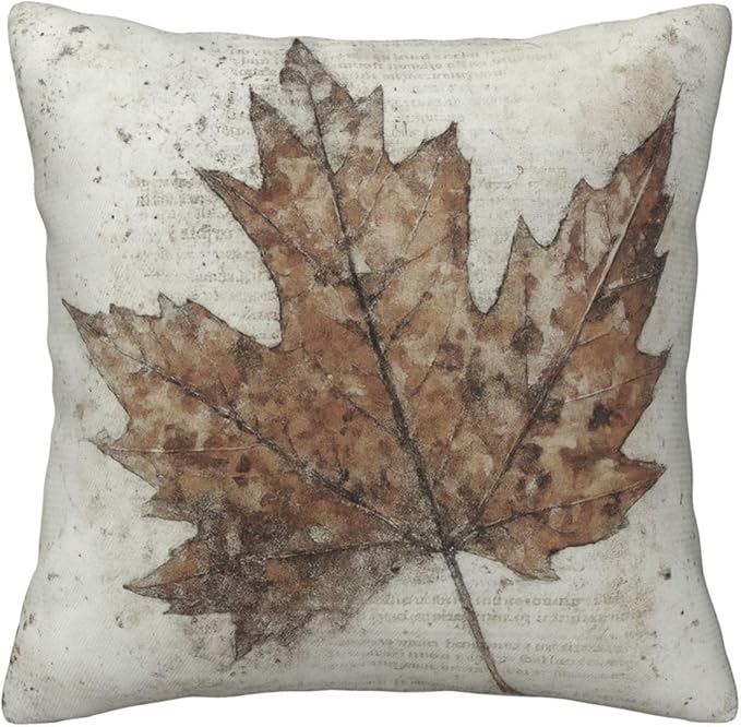 Fall Pumpkin Pillow Covers 16x16 Set of 4, Linen Autumn Outdoor Thanksgiving Harvest Maple Fallen Leaves Rustic Farmhouse Decorations for Sofa Couch
