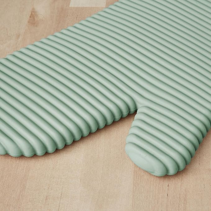 KITCHENAID Ribbed Soft Silicone Oven Mitt 2-Pack Set, 7.5"x13", Pistachio
