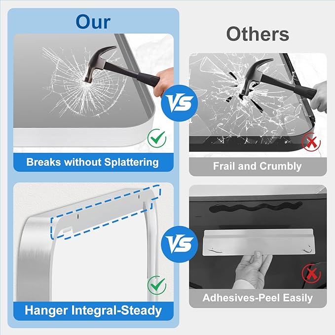 Brushed Nickel Bathroom Mirror for Over Sink, 24" x 36" Framed Rectargular Wall-Mounted Bathroom Mirrors for Vanity, Decorative, Farmhouse, Restroom, Horizontally or Vertically Hanging