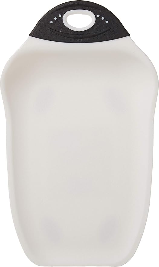 Dexas Chop & Scoop Cutting Board, Small 6.5 by 10.5 inches, White with Black Handle