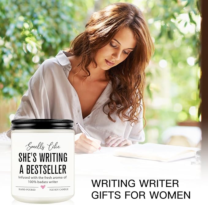 Writer Candle, Writing Writer Gifts for Women, Female, Creative Future Author Gifts for Writers, Cool Presents for Book Novelist Screenwriter, Aspiring Literature Presents for Author Poet