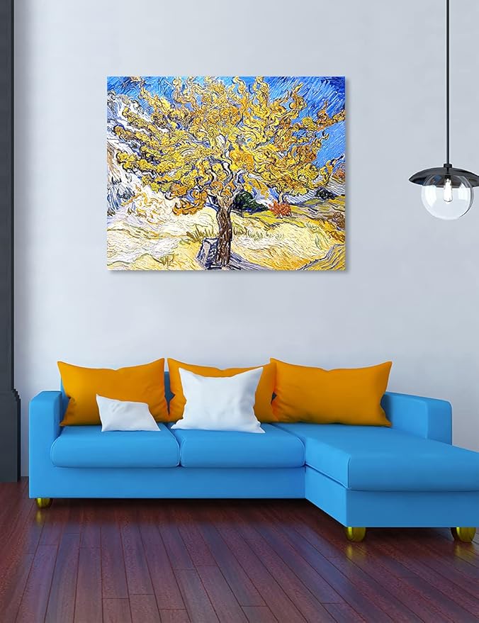 DECORARTS - The Mulberry Tree, Vincent Van Gogh Art Reproduction. Giclee Print on Canvas. Wall Art for Home. 40x32