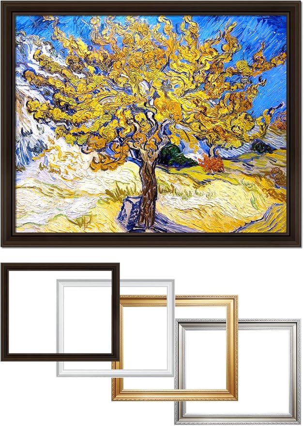 DECORARTS - The Mulberry Tree, Vincent Van Gogh Art Reproduction. Acid Free Cotton Canvas Giclee Print w/Bronze Frame&Mat for Wall Decor.