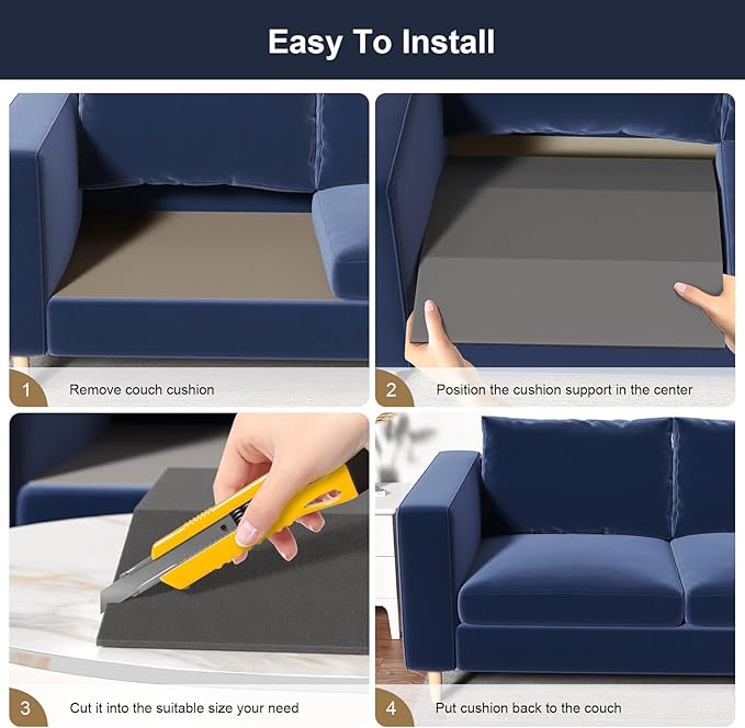 Couch Cushion Support, Trapezoid 35D Sofa Cushion Support for Sagging Couch Seats, Furniture Seat Sagging Repair, Set of 3