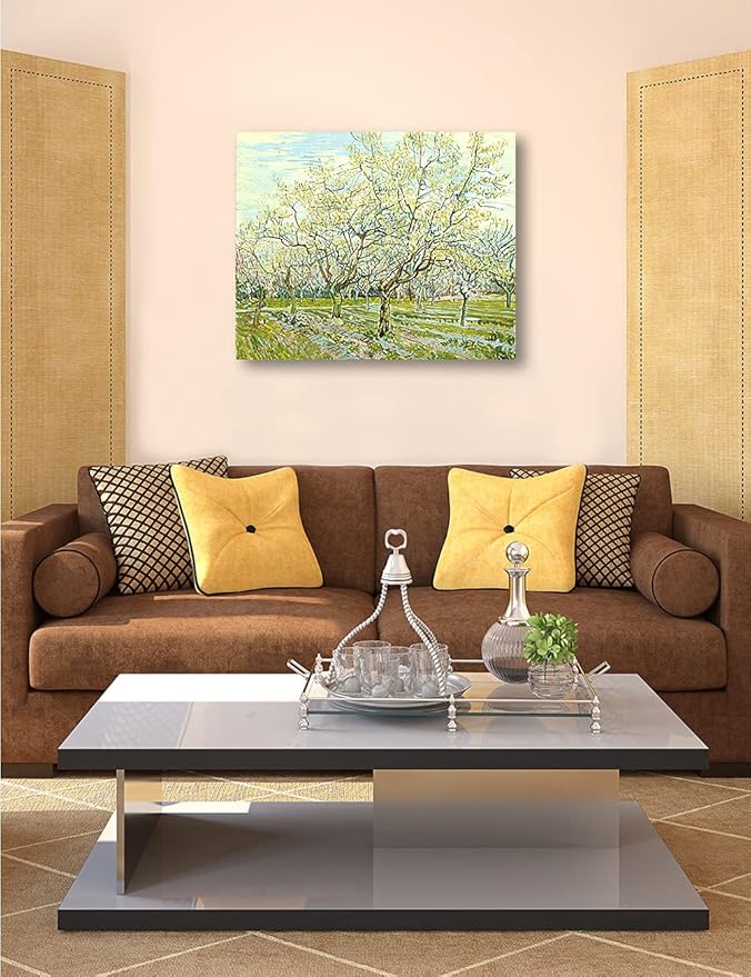 DECORARTS - The White Orchard, Vincent Van Gogh Art Reproduction. Giclee Canvas Prints Wall Art for Home Decor 30x24