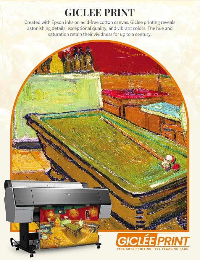 DECORARTS - The Night Cafe in the Place Lamartine by Vincent Van Gogh, Large Giclee Canvas Print with Solid Wood Frame, Oversized Wall Art Decor