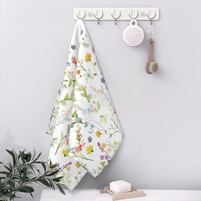Spring Wildflower Kitchen Towels Dish Towels Set of 2,Floral Hand Towels 18x28 Inch Drying Dishcloth,Summer Holiday Dish Towels for Kitchen Bathroom Home Decor Housewarming Gifts