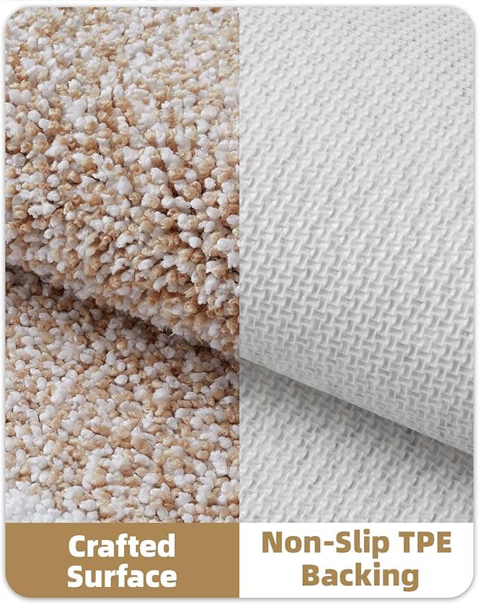 Color&Geometry Simple and Stylish Bath Mats for Bathroom Non Slip, 20"x29" Standard Sized Beige and White Bathroom Rugs, Absorbent, Soft, Washable, Microfiber Bath Mat