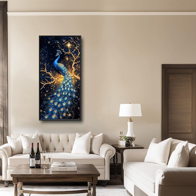 Lovira Peacock Large Wall Art Tree Canvas Wall Decor Pictures Prints Painting Framed Modern Vertical Artwork for Living Room Bedroom Bathroom Office 30"x60"