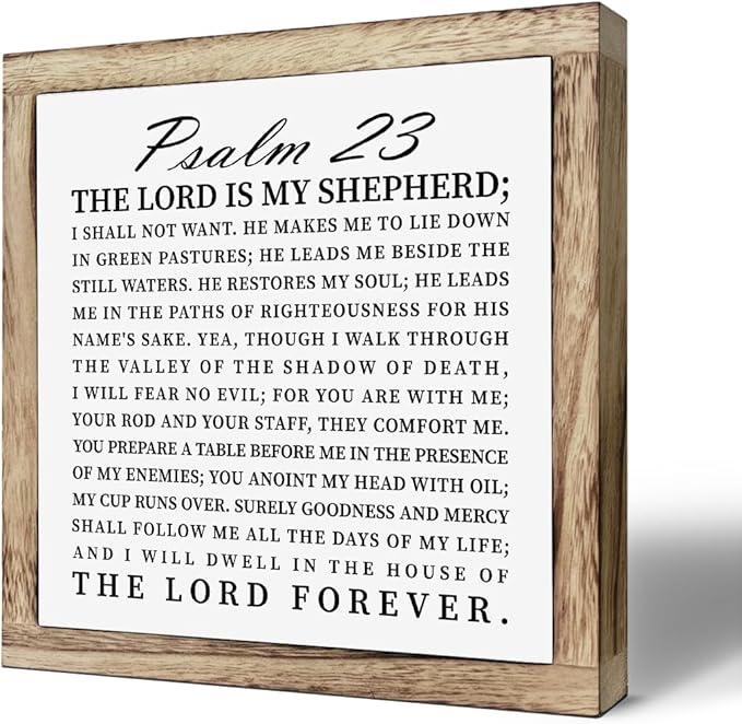 Scripture Sign, The Lord is My Shepherd Sign, Wooden Plaques Box Signs, Christian Desk Sign, Spiritual Table Decor Sign, Bible Verse Decor, Religious Artwork, Shelf Decoration, Living Room Decor