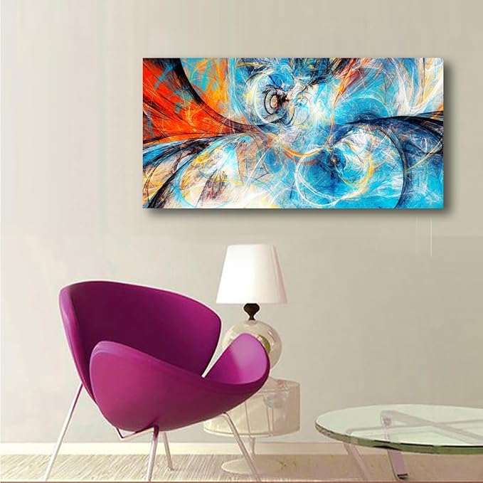 Blue Abstract Smart Line Pictures Canvas Wall Art for Living room Bedroom Wall Decor, Smart Line Wall Art Print Paitnings for home Decor,Morden Artwork Line Drawing Full of Imagination Canvas Art