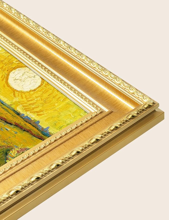 DECORARTS - Vincent van Gogh's The Red Vineyards, Museum-Quality Giclee Canvas Print in Gold Solid Wood Frame, 34.75 x 28.75 in, Ready to Hang, Made in USA