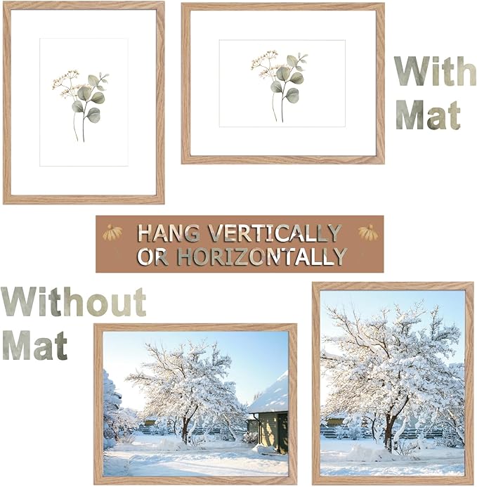 Picture Frame 4x6 with mat to 3.5x5 MDF Wood photo Frame Set of 12 - Natural Textured Exclusive Frames with HD Glass Tabletop and Wall Mounting Horizontal or Vertical Display Photo Frame for