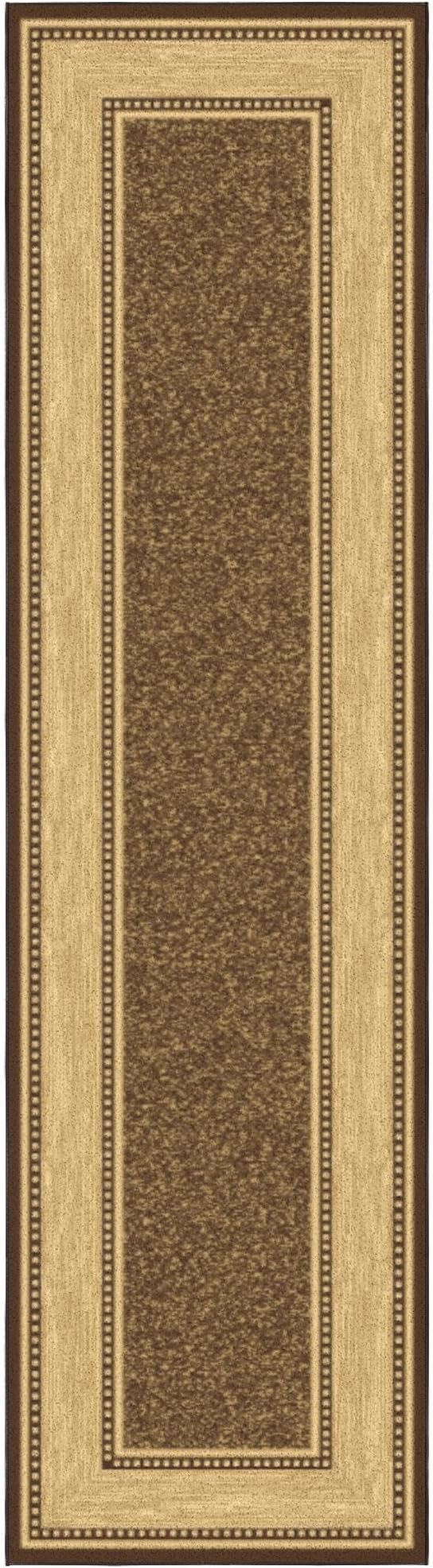 Ottomanson Hallway Runner Rug 2'7" x 9'10" Non Slip Border Area Rugs Easy to Clean Laundry Rug Runner Durable & Pet Friendly Floor Carpet Runners for Hallways Entryway Living Room Kitchen, Brown