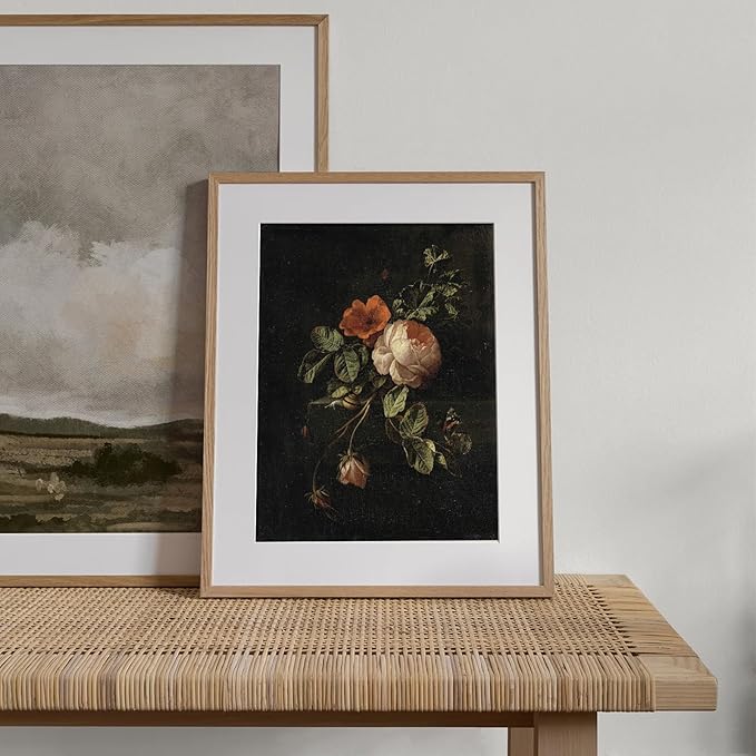 RETRART Vintage Wall Art, Vintage Floral Wall Art Prints - Moody Dark Academia Decor for Rustic Aesthetic - 11" x 14" Unframed Canvas Prints for Bedroom Living Room Bathroom Wall Decor