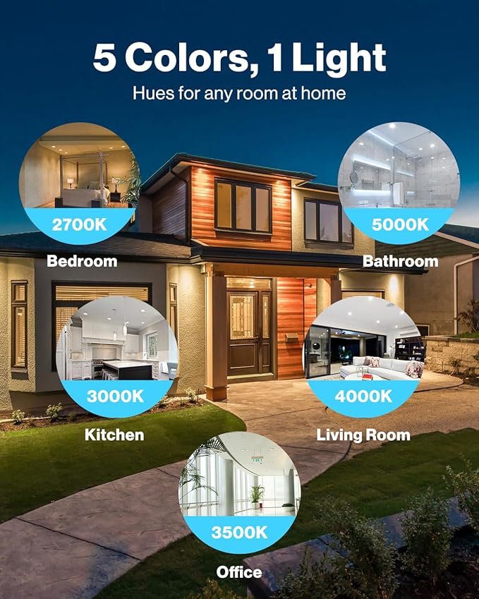 Sunco 6 Pack 3 Inch Recessed LED Lights, Ultra Thin Ceiling Lighting, 500 LM, 8W (50W Equivalent), Selectable 2700K/3000K/4000K/5000K/6000K, Dimmable, Wafer Thin, Canless with Junction Box