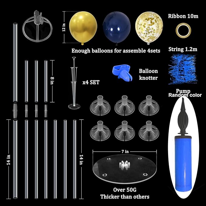 Navy Blue and Gold Balloon Stand Navy and Gold Balloons Centerpiece Table Decorations for Birthday Wedding Anniversary New Year Graduation Decorations Class of 2025(Gold navy set4)