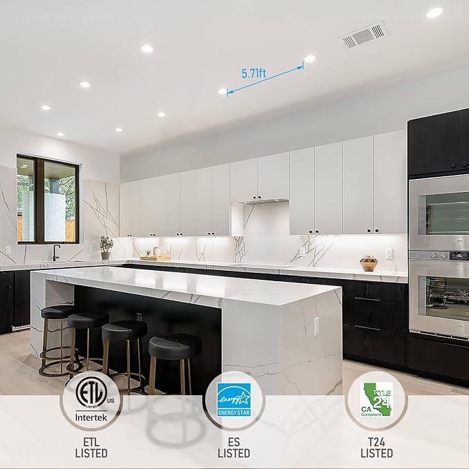 TORCHSTAR 12-Pack 5CCT 4 Inch Ultra-Thin LED Recessed Lighting with Junction Box, CRI90, Aluminum, 2700K3000K3500K4000K5000K, 5%-100% Dimmable Slim Recessed Downlight, 9W 810LM, ETL & ES