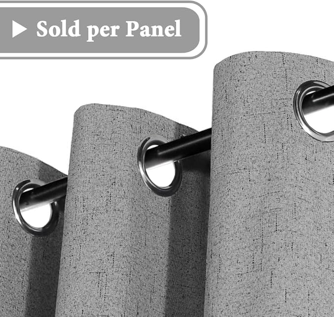 H.VERSAILTEX 100% Blackout Curtain for Bedroom 63 Inches Long Grommet Linen Face Full Light Blocking Curtain Drape for Living Room Thermal Insulated Linen Look Curtain 1 Panel, 52" W x 63" L, Dove