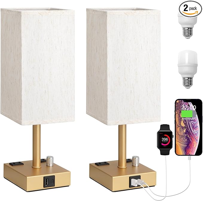 aooshine Gold Fully Dimmable Nightstand Lamps
