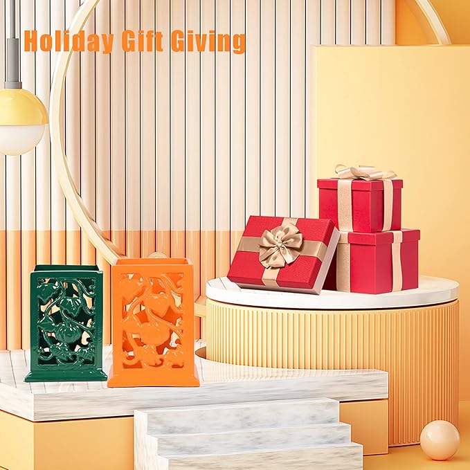 Utensil Holder for Kitchen Counter, Large Cast Iron Vintage Pumpkin Pattern Utensil Holder Cooking Tools Organizer Storage Crock, Green