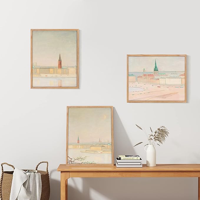 Fun Memories 16x20 Picture Frames Set of 3, Solid Oak Wood Picture Frame 16 by 20, 16x20 Frame with Mat for 11x14, 16 x 20 Frame with Tempered Glass, 16"x20" Poster Frame