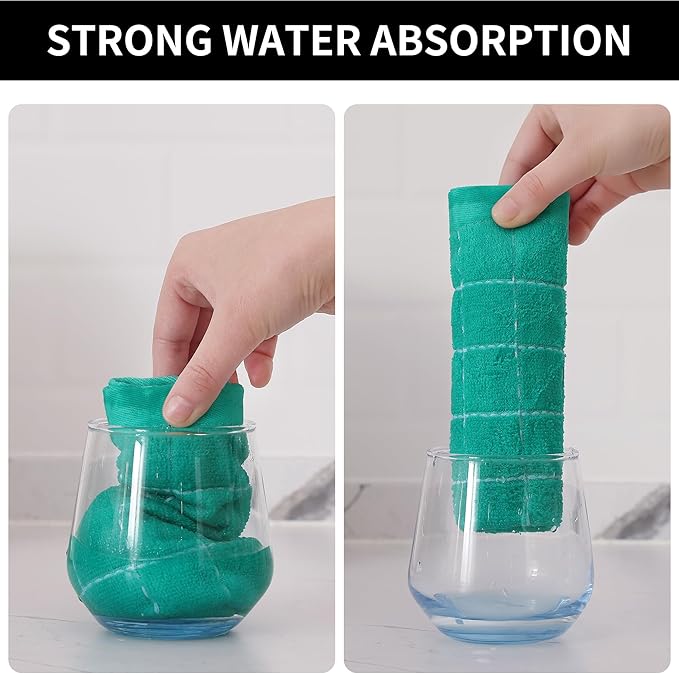 Homaxy 100% Cotton Terry Kitchen Dish Cloths, Ultra Soft and Absorbent Dish Towels for Kitchen, Suitable for Drying and Washing Dishes, 12 Pack, 12 x 12 Inches, Turquoise